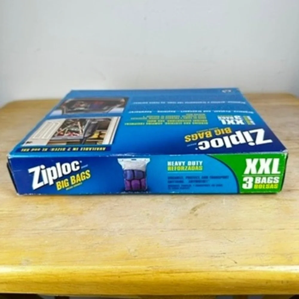 Ziploc Big Bags XXL 3 Count Heavy Duty Storage Bags 2ft x 2.7ft NEW OPEN BOX NOS